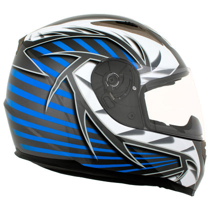 Milwaukee Helmets H512 Titanium and Blue & Black Full Face Motorcycle Helmet with Intercom - Built-in Speaker and Microphone for Men & Women