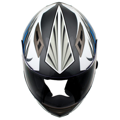 Milwaukee Helmets H512 Titanium and Blue & Black Full Face Motorcycle Helmet with Intercom - Built-in Speaker and Microphone for Men & Women