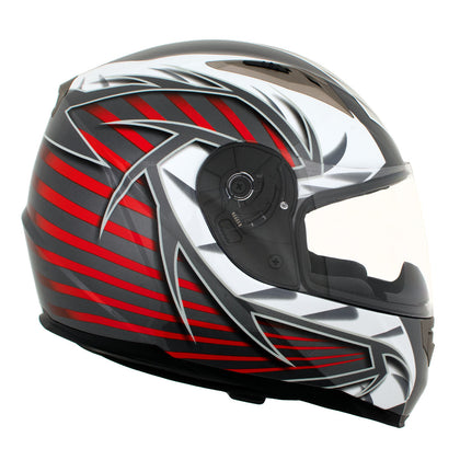 Milwaukee Helmets H520 Titanium and Red Chit-Chat Black Full Face Motorcycle Helmet with Intercom - Built-in Speaker and Microphone for Men & Women