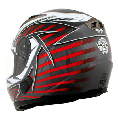 Milwaukee Helmets H520 Titanium and Red Chit-Chat Black Full Face Motorcycle Helmet with Intercom - Built-in Speaker and Microphone for Men & Women