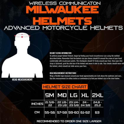 Milwaukee Helmets H520 Titanium and Red Chit-Chat Black Full Face Motorcycle Helmet with Intercom - Built-in Speaker and Microphone for Men & Women