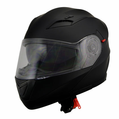 Milwaukee Performance Helmets MPH9803DOT 'Ionized' Matte Black Advanced Modular Motorcycle Helmet with Drop Down Visor