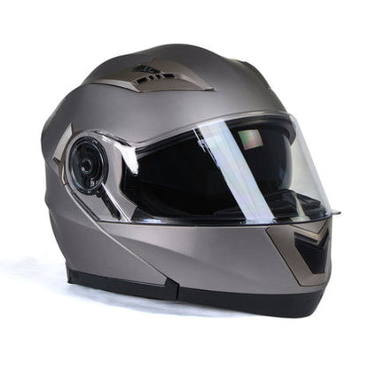 Milwaukee Helmets MPH9808DOT 'Ionized' Silver Advanced Motorcycle Modular Helmet for Men and Women Biker with Drop Down Visor