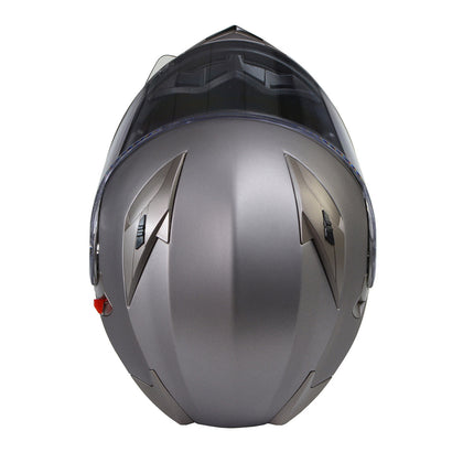 Milwaukee Helmets MPH9808DOT 'Ionized' Silver Advanced Motorcycle Modular Helmet for Men and Women Biker with Drop Down Visor