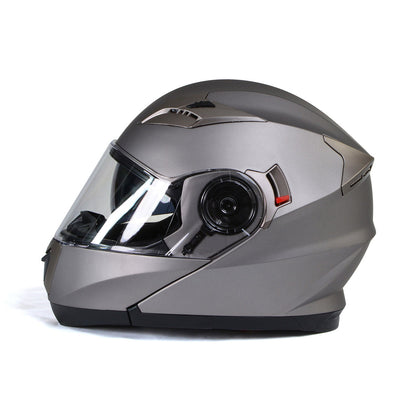 Milwaukee Helmets MPH9808DOT 'Ionized' Silver Advanced Motorcycle Modular Helmet for Men and Women Biker with Drop Down Visor