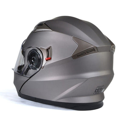 Milwaukee Helmets MPH9808DOT 'Ionized' Silver Advanced Motorcycle Modular Helmet for Men and Women Biker with Drop Down Visor