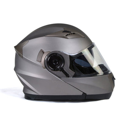 Milwaukee Helmets MPH9808DOT 'Ionized' Silver Advanced Motorcycle Modular Helmet for Men and Women Biker with Drop Down Visor