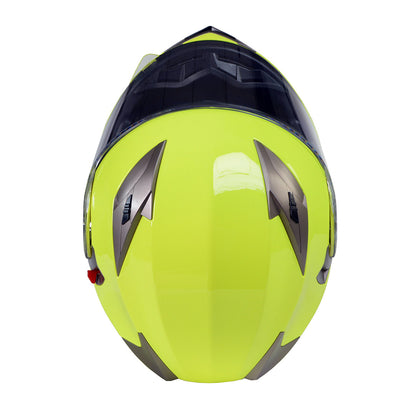 Milwaukee Helmets MPH9809DOT 'Ionized' Neon Yellow Advanced Motorcycle Modular Helmet for Men and Women Biker with Drop Down Visor