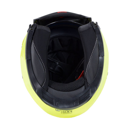 Milwaukee Helmets MPH9809DOT 'Ionized' Neon Yellow Advanced Motorcycle Modular Helmet for Men and Women Biker with Drop Down Visor