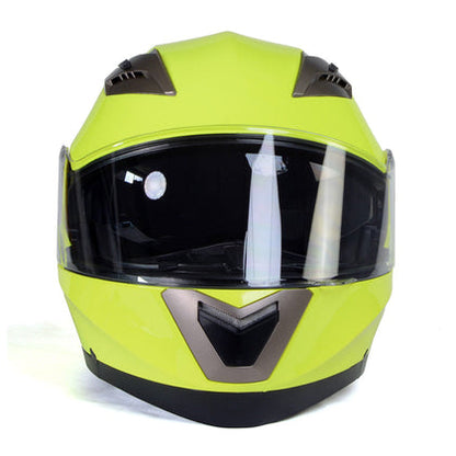 Milwaukee Helmets MPH9809DOT 'Ionized' Neon Yellow Advanced Motorcycle Modular Helmet for Men and Women Biker with Drop Down Visor