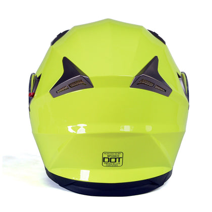 Milwaukee Helmets MPH9809DOT 'Ionized' Neon Yellow Advanced Motorcycle Modular Helmet for Men and Women Biker with Drop Down Visor