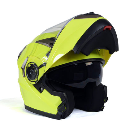 Milwaukee Helmets MPH9809DOT 'Ionized' Neon Yellow Advanced Motorcycle Modular Helmet for Men and Women Biker with Drop Down Visor