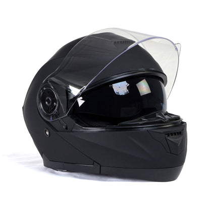 Milwaukee Helmets Breeze Flat Black Advanced Motorcycle Modular Helmet with Drop Down Visor for Men & Women DOT Approved MPH9814DOT