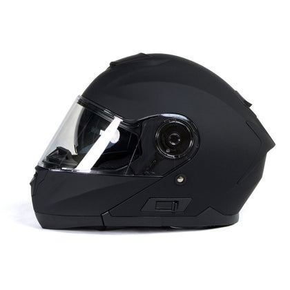 Milwaukee Helmets Breeze Flat Black Advanced Motorcycle Modular Helmet with Drop Down Visor for Men & Women DOT Approved MPH9814DOT