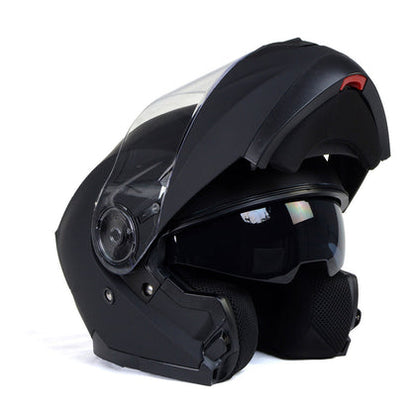 Milwaukee Helmets Breeze Flat Black Advanced Motorcycle Modular Helmet with Drop Down Visor for Men & Women DOT Approved MPH9814DOT