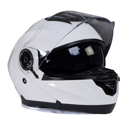 Milwaukee Helmets MPH9816DOT 'Breeze' White Advanced Motorcycle Modular Helmet for Men and Women Biker with Drop Down Visor