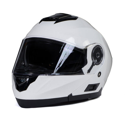 Milwaukee Helmets MPH9816DOT 'Breeze' White Advanced Motorcycle Modular Helmet for Men and Women Biker with Drop Down Visor