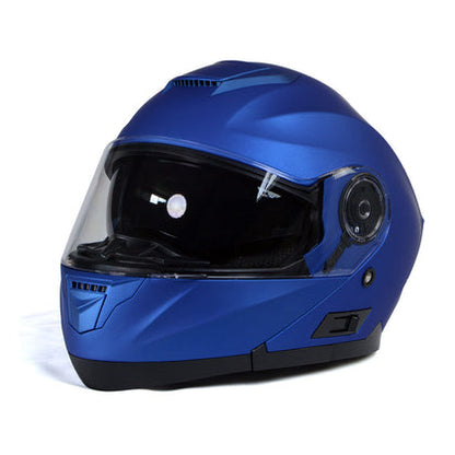 Milwaukee Helmets MPH9818DOT 'Breeze' Blue Advanced Motorcycle Modular Helmet for Men and Women Biker with Drop Down Visor