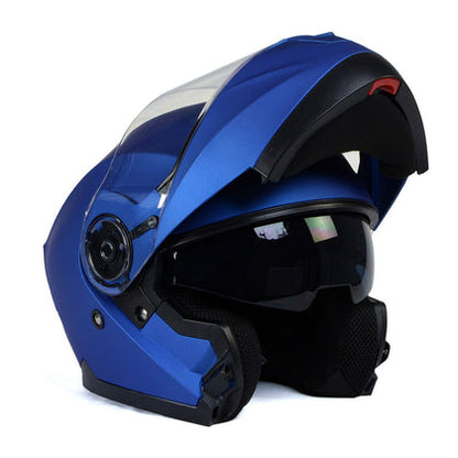 Milwaukee Helmets MPH9818DOT 'Breeze' Blue Advanced Motorcycle Modular Helmet for Men and Women Biker with Drop Down Visor