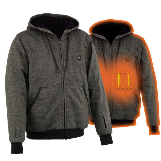 Nexgen Heat NXM1717DUAL Technology Men's “Fiery’’ Heated Hoodie- Black Sweatshirt Jacket for Winter w/ Battery Pack